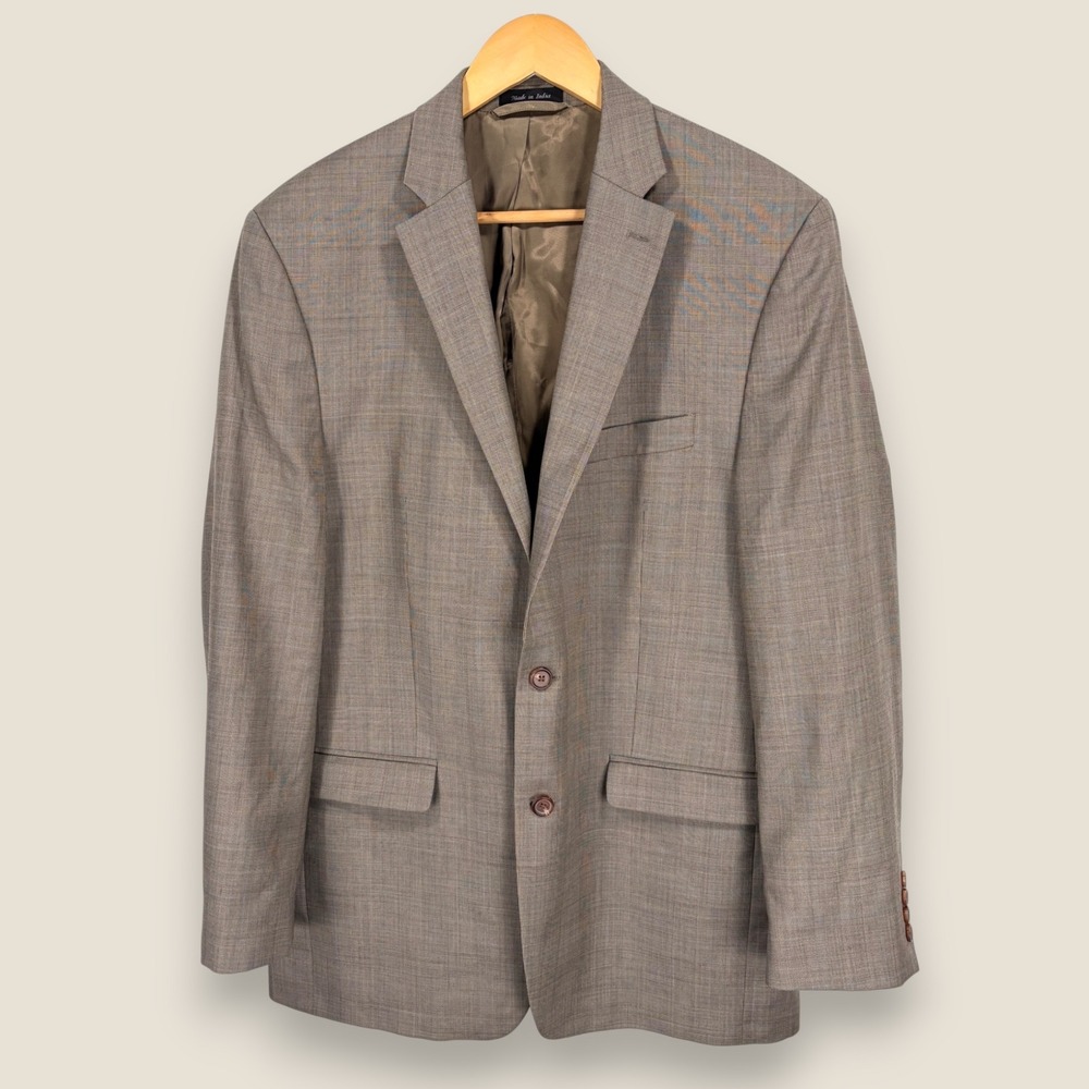Lauren Ralph Lauren Sport Coat Blazer Men 42R Beige Check Wool 2 Button Jacket